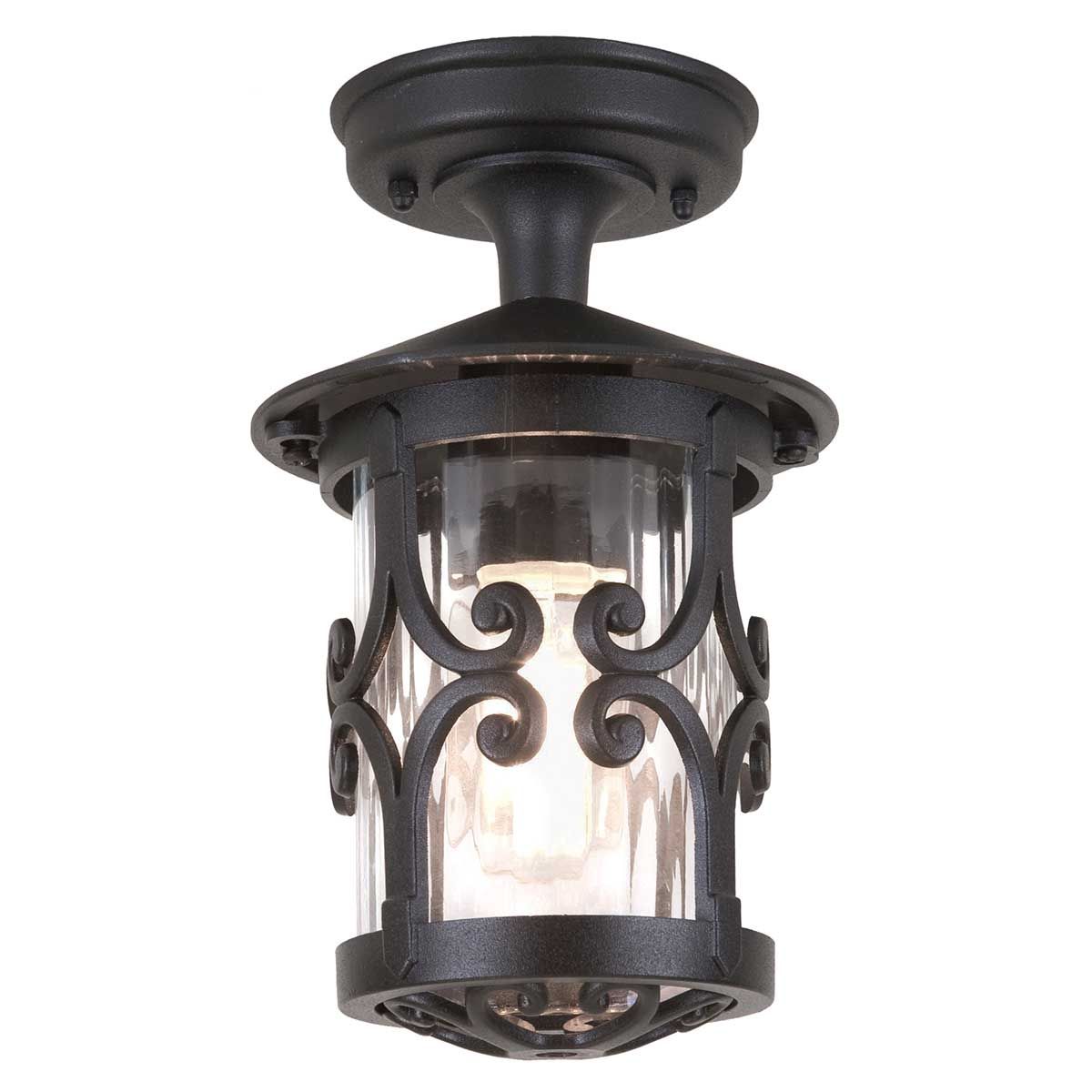 Hereford Black Die-Cast Aluminium Semi-Flush Lantern