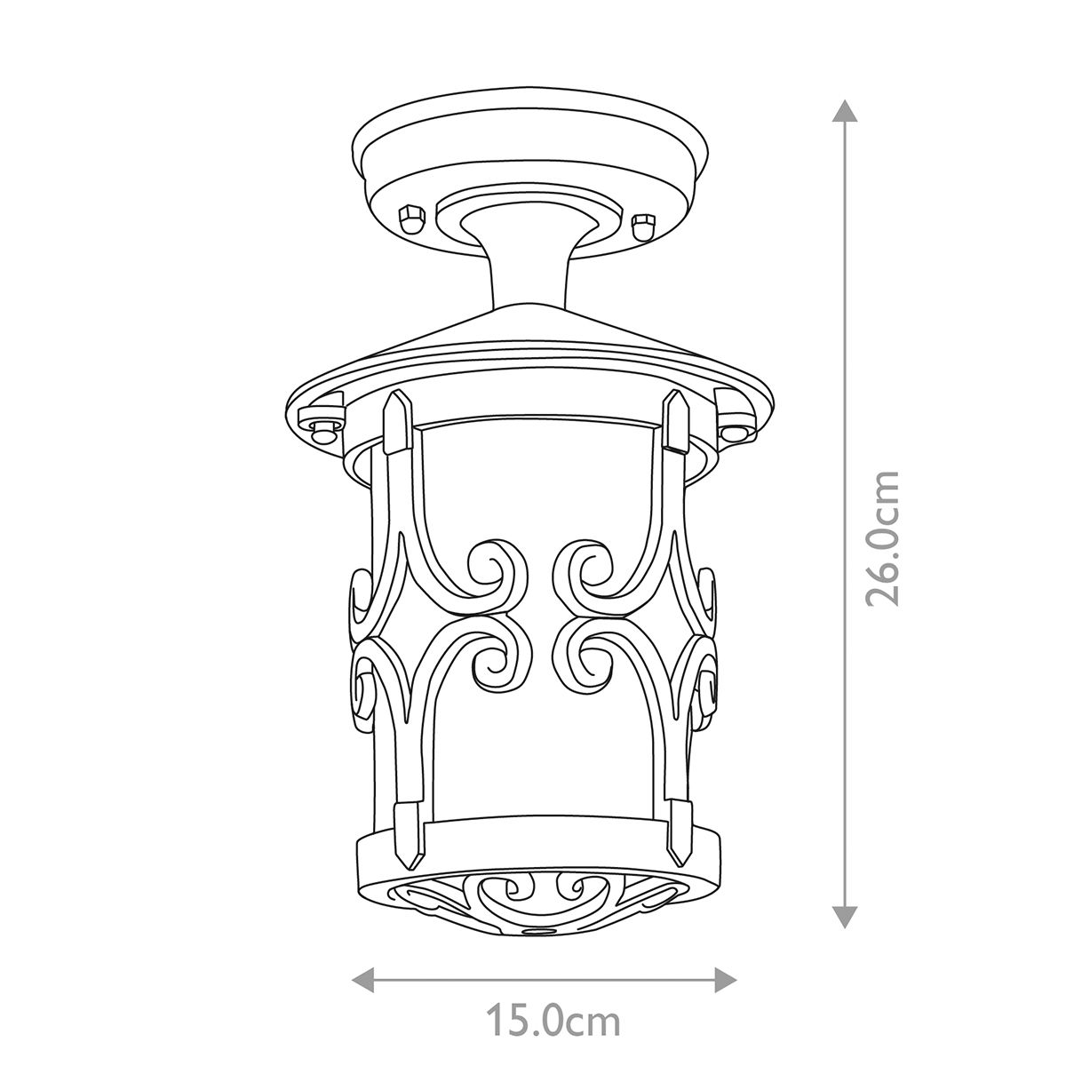 Hereford Black Die-Cast Aluminium Semi-Flush Lantern