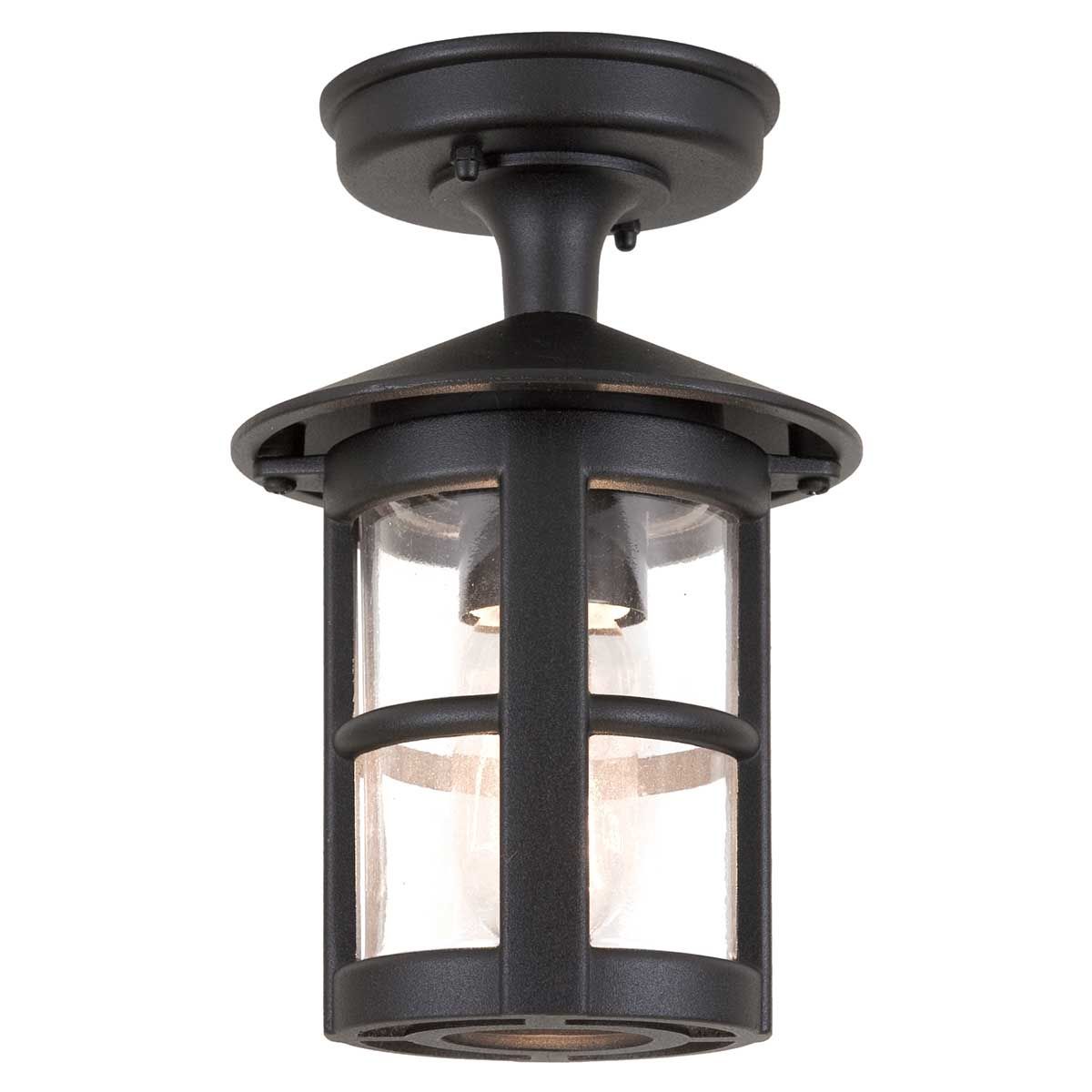Hereford Black Aluminum Semi-Flush Downlight Lantern