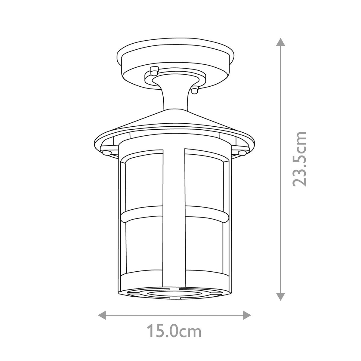 Hereford Black Aluminum Semi-Flush Downlight Lantern