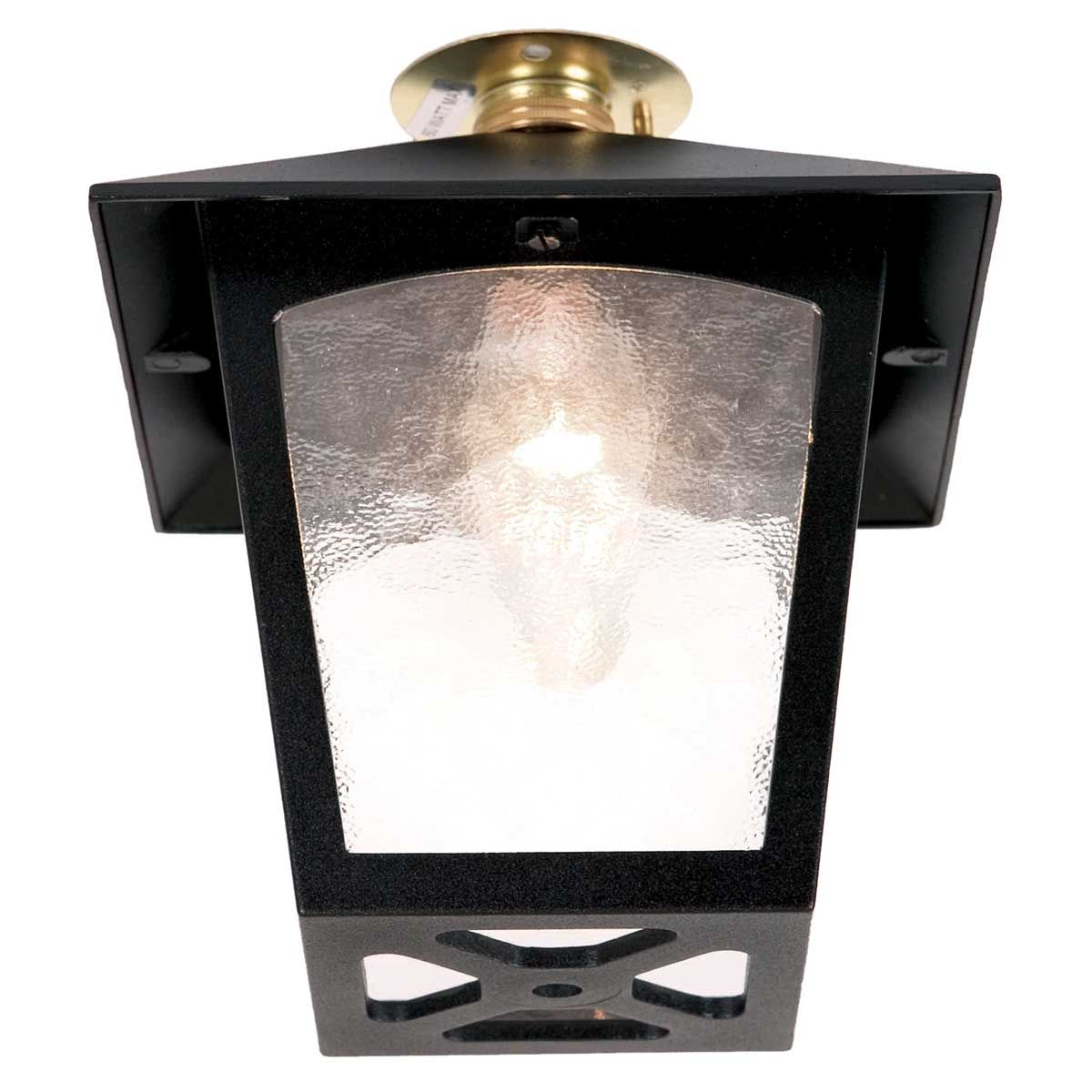 York Exterior Flush Mount Lantern in Black Finish