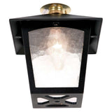 York Exterior Flush Mount Lantern in Black Finish