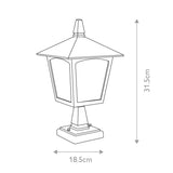 Old English York Pedestal Lantern, Black, 4-Sided, 315mm Height