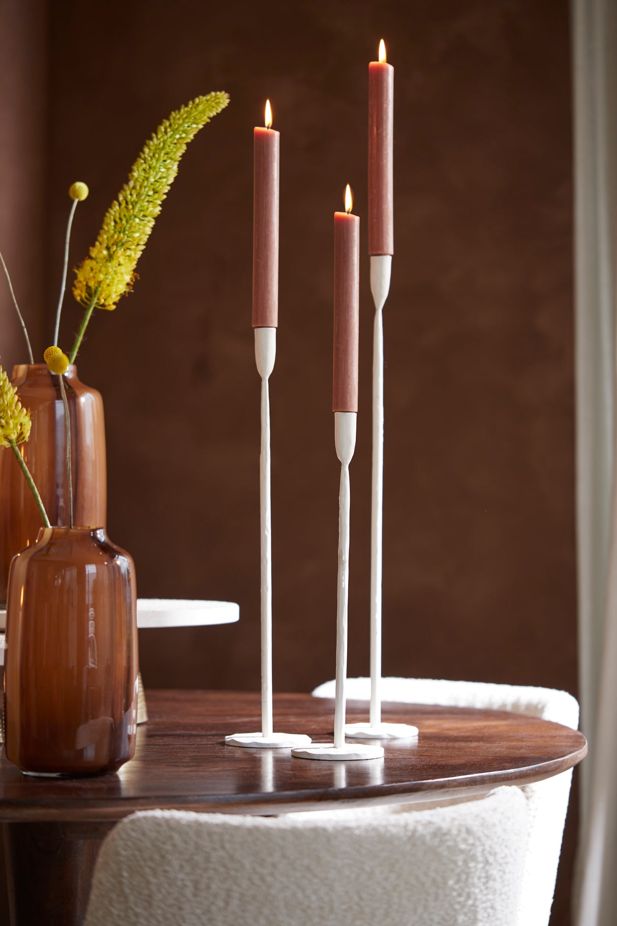 Elegant Icarus Cream Candle Holder, 10.5x50 cm