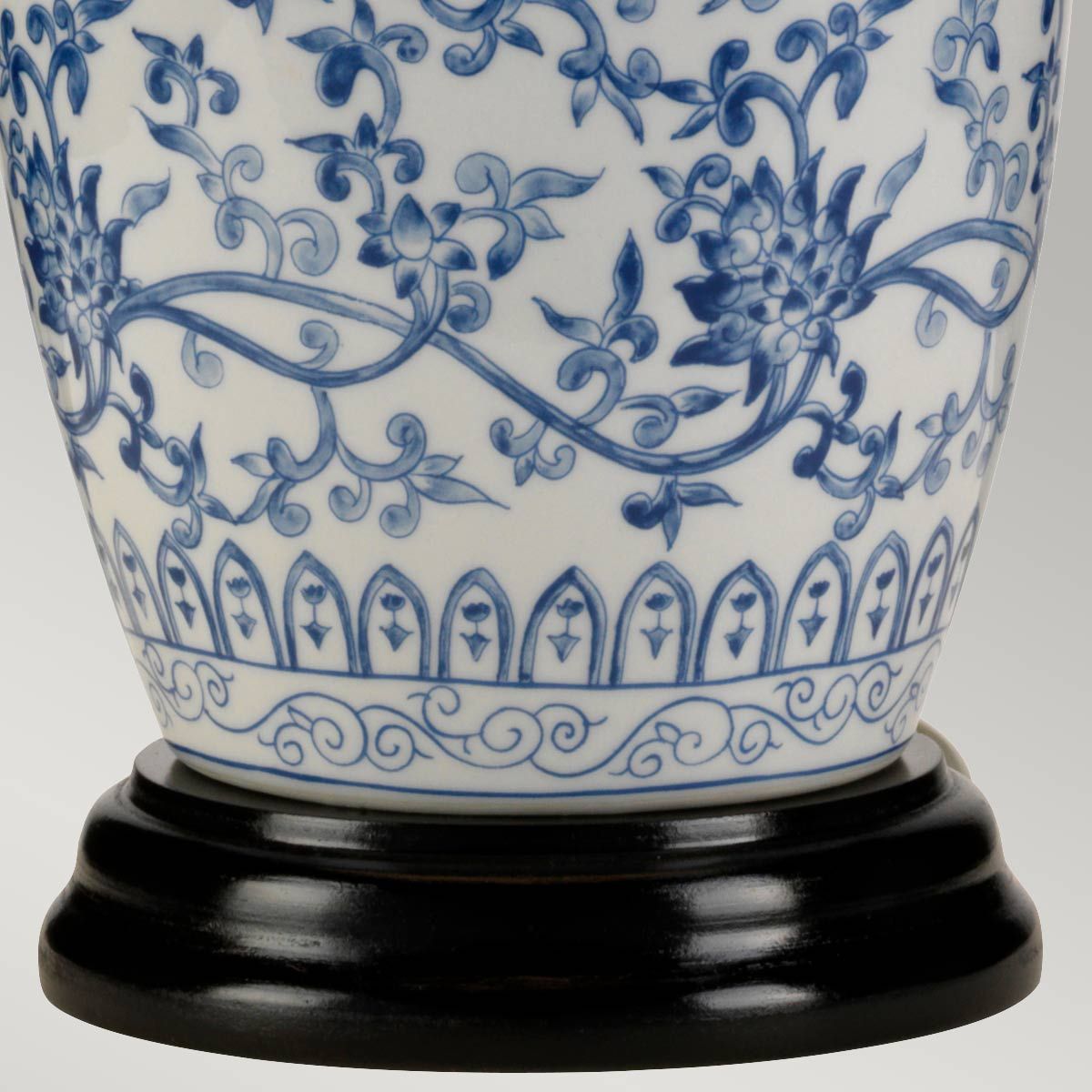 Elegant Blue Porcelain Ginger Jar Table Lamp with White Empire Shade