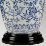 Elegant Blue Porcelain Ginger Jar Table Lamp with White Empire Shade