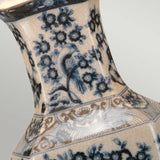 Hexagonal Floral Porcelain Table Lamp with White Empire Shade