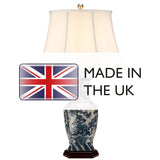 Hexagonal Floral Porcelain Table Lamp with White Empire Shade