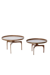 Rustic Bronze Nesting Coffee Tables - Set of 2, Pano Design (Ø64x39 cm & Ø75x44 cm)