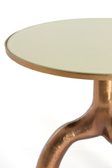 Round Bronze Accent Table, 50.5x45.5 cm, with Taupe Glass