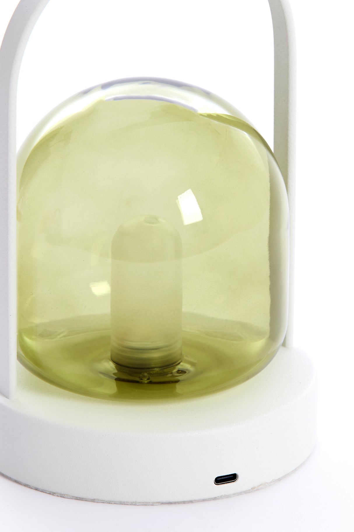 Yeremi LED Table Lamp, Green & Cream Glass, Ø12x19 cm