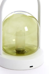 Yeremi LED Table Lamp, Green & Cream Glass, Ø12x19 cm