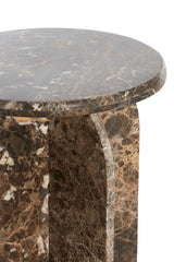 Marble Top Side Table - Dark Brown, Ø41x48 cm