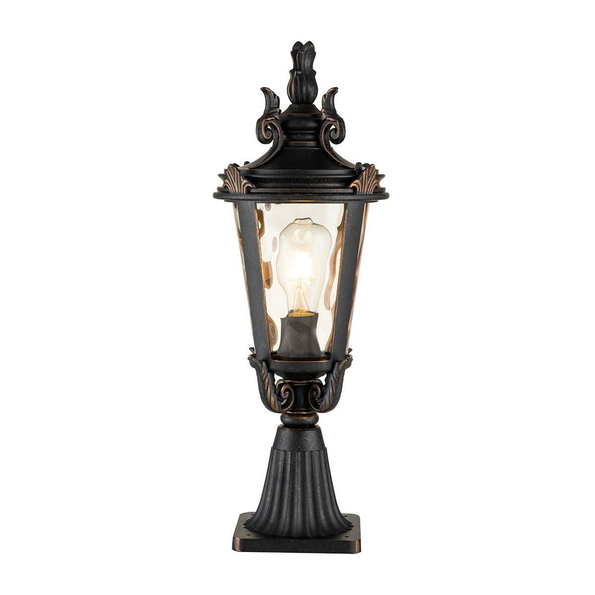 Baltimore Medium Pedestal Lantern in Weathered Bronze Finish