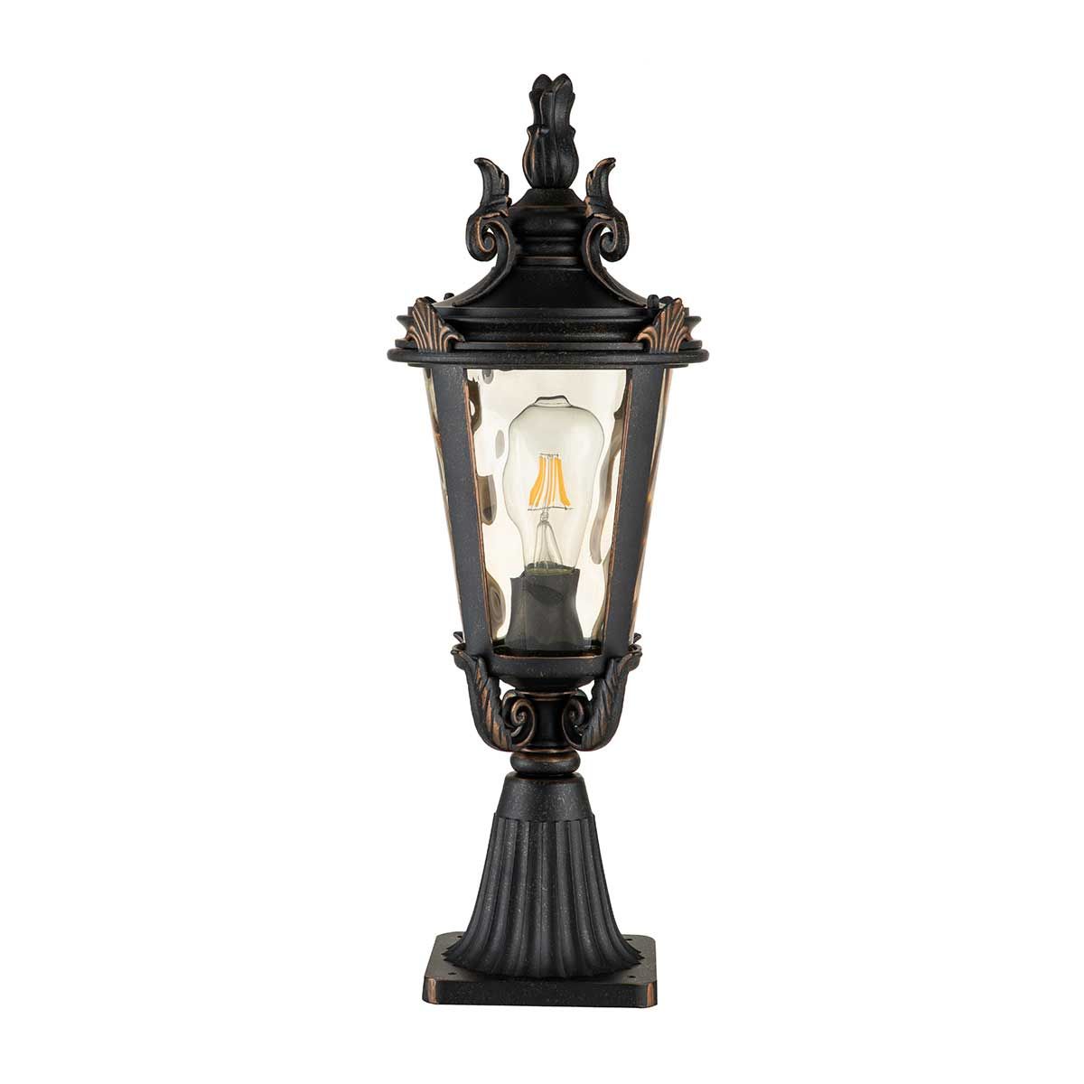 Baltimore Medium Pedestal Lantern in Weathered Bronze Finish