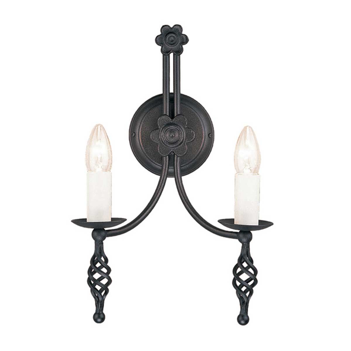 Medieval Belfry Dual Light Wall Fixture in Black
