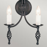 Medieval Belfry Dual Light Wall Fixture in Black