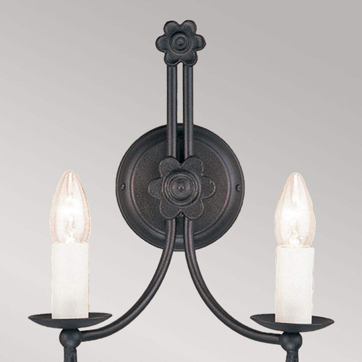 Medieval Belfry Dual Light Wall Fixture in Black