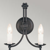 Medieval Belfry Dual Light Wall Fixture in Black