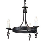 Medieval Cartwheel 3-Light Chandelier in Black Finish