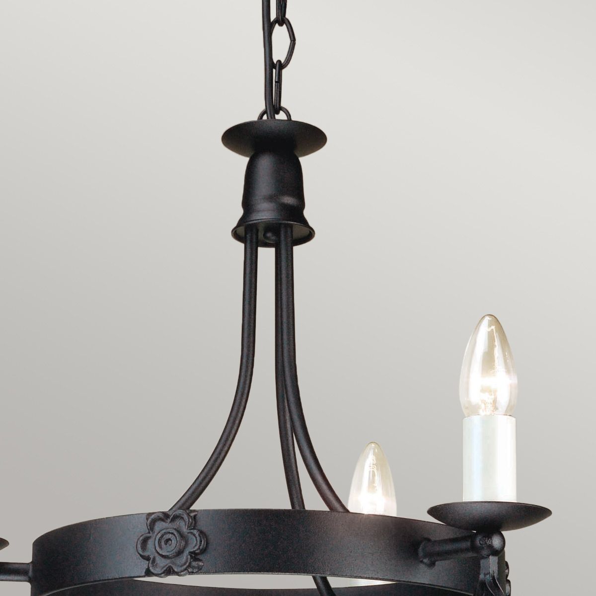 Medieval Cartwheel 3-Light Chandelier in Black Finish