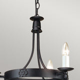 Medieval Cartwheel 3-Light Chandelier in Black Finish