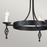 Medieval Cartwheel 3-Light Chandelier in Black Finish