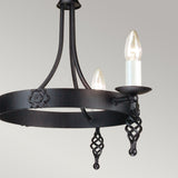 Medieval Cartwheel 3-Light Chandelier in Black Finish