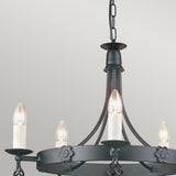 Belfry 5-Light Medieval Cartwheel Chandelier in Black Steel