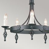 Belfry 5-Light Medieval Cartwheel Chandelier in Black Steel