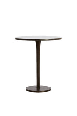 Elegant Dark Brown Marble Side Table - Ø48x53 cm