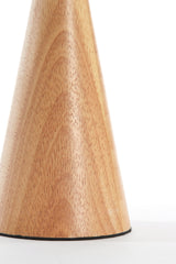 Elegant Olive Green LED Table Lamp with Natural Wood Base, 13x28.5 cm