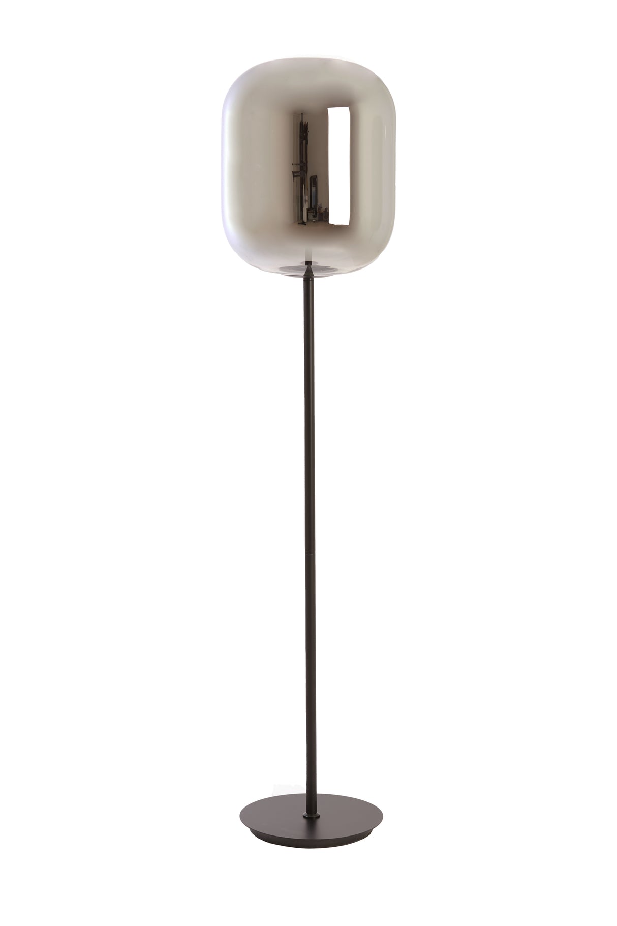 Smoked Glass and Black Floor Lamp, 35cm x 160cm, Julia Collection