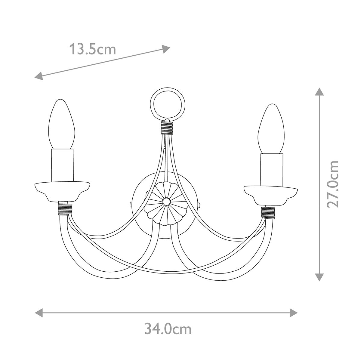 Carisbrooke Dual Light Gothic Wall Sconce in Black