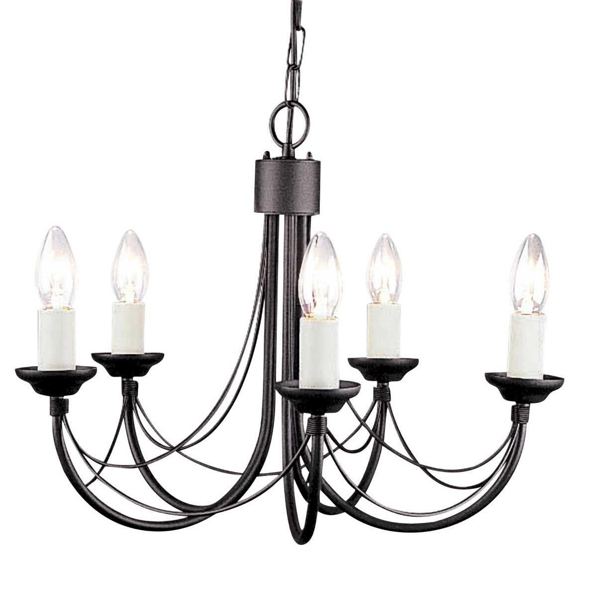 Carisbrooke Matte Black Gothic Candelabra Chandelier with Hand-Bound Wire Drapes