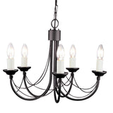 Carisbrooke Matte Black Gothic Candelabra Chandelier with Hand-Bound Wire Drapes