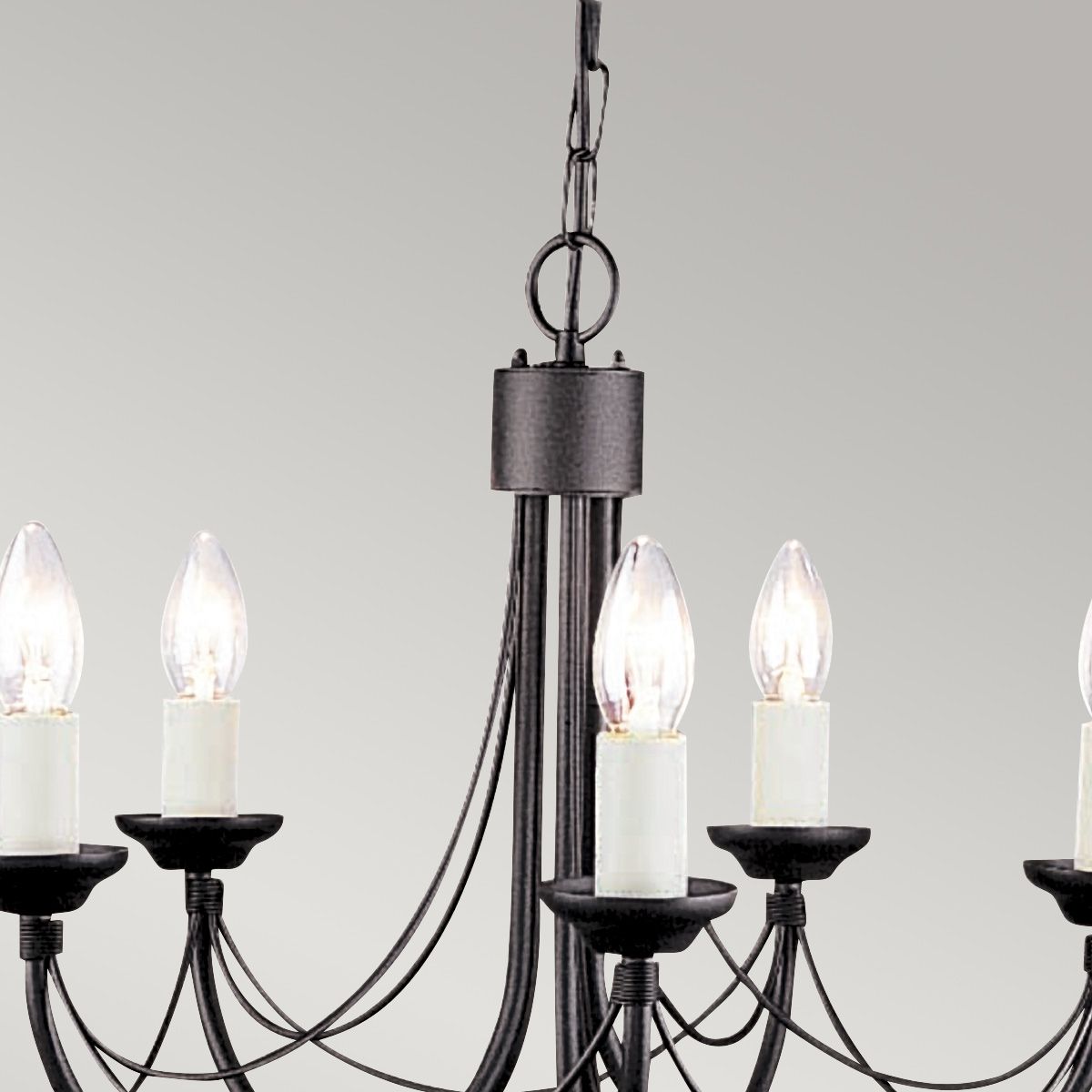 Carisbrooke Matte Black Gothic Candelabra Chandelier with Hand-Bound Wire Drapes