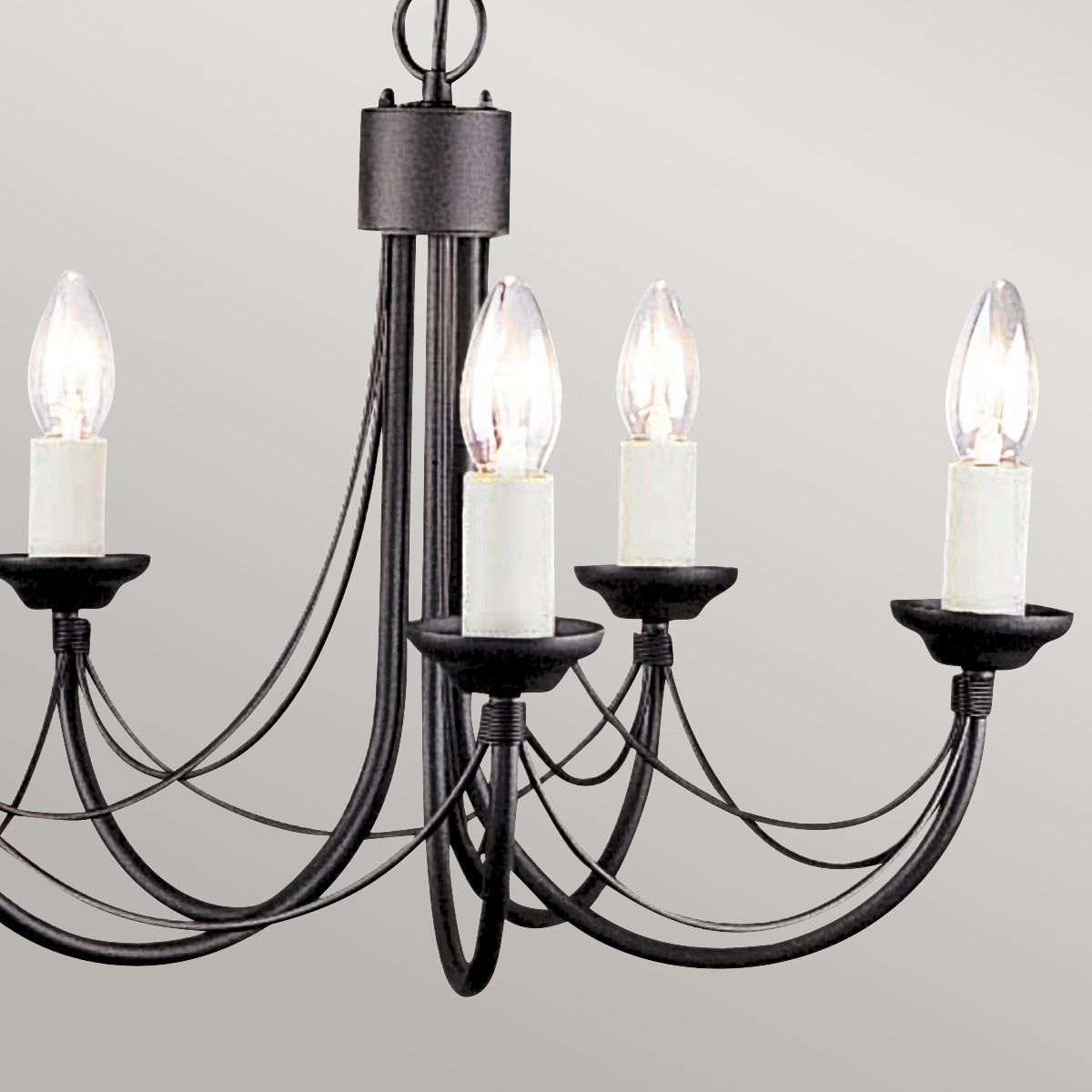 Carisbrooke Matte Black Gothic Candelabra Chandelier with Hand-Bound Wire Drapes