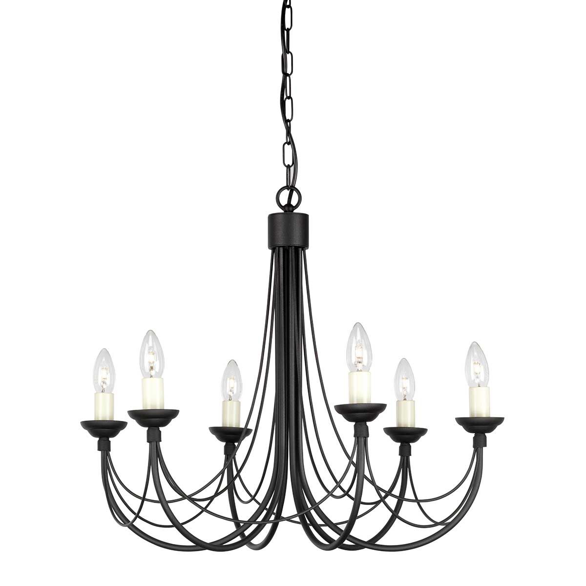 Carisbrooke Matte Black 6-Light Gothic Candelabra Chandelier
