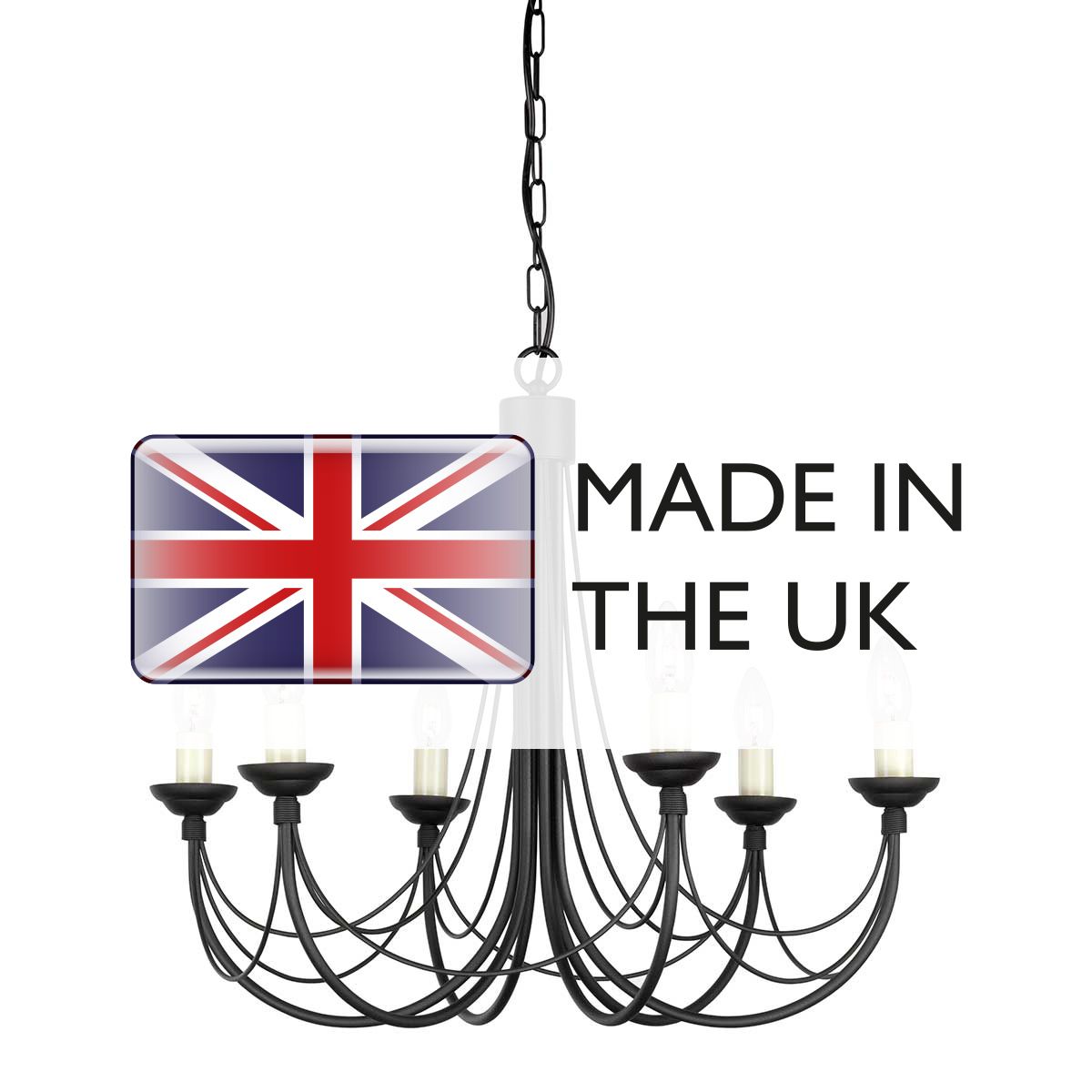 Carisbrooke Matte Black 6-Light Gothic Candelabra Chandelier