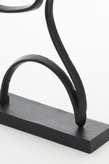 Sculptural Face Ornament on Stand in Matte Black - 28x8x38 cm