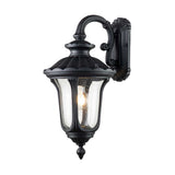 Textured Black Small Outdoor Wall Lantern with Clear Seeded Glass