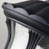 Textured Black Small Outdoor Wall Lantern with Clear Seeded Glass