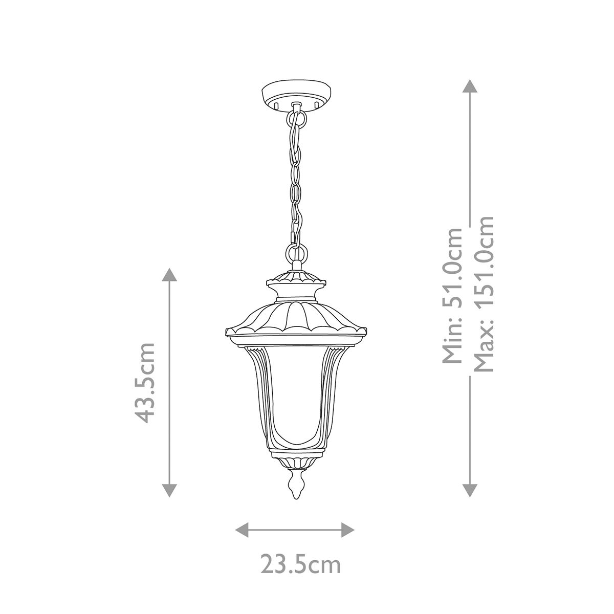 Artisan Outdoor Chain Lantern - Textured Black Finish