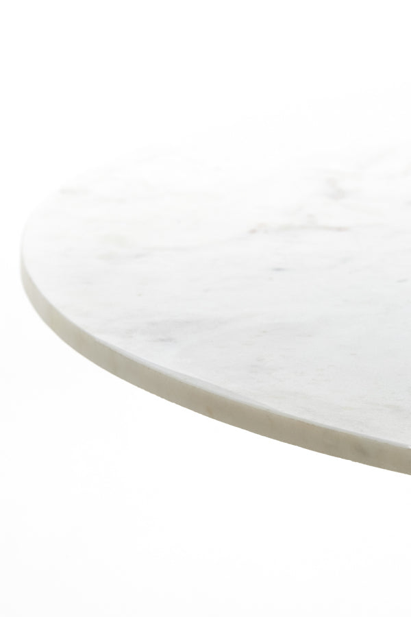 Round 100cm Dining Table in White Marble and Antique Bronze Finish