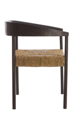 Delmar Dark Brown Wood Chair with Seagrass Accents - 60.5x57x76.5 cm