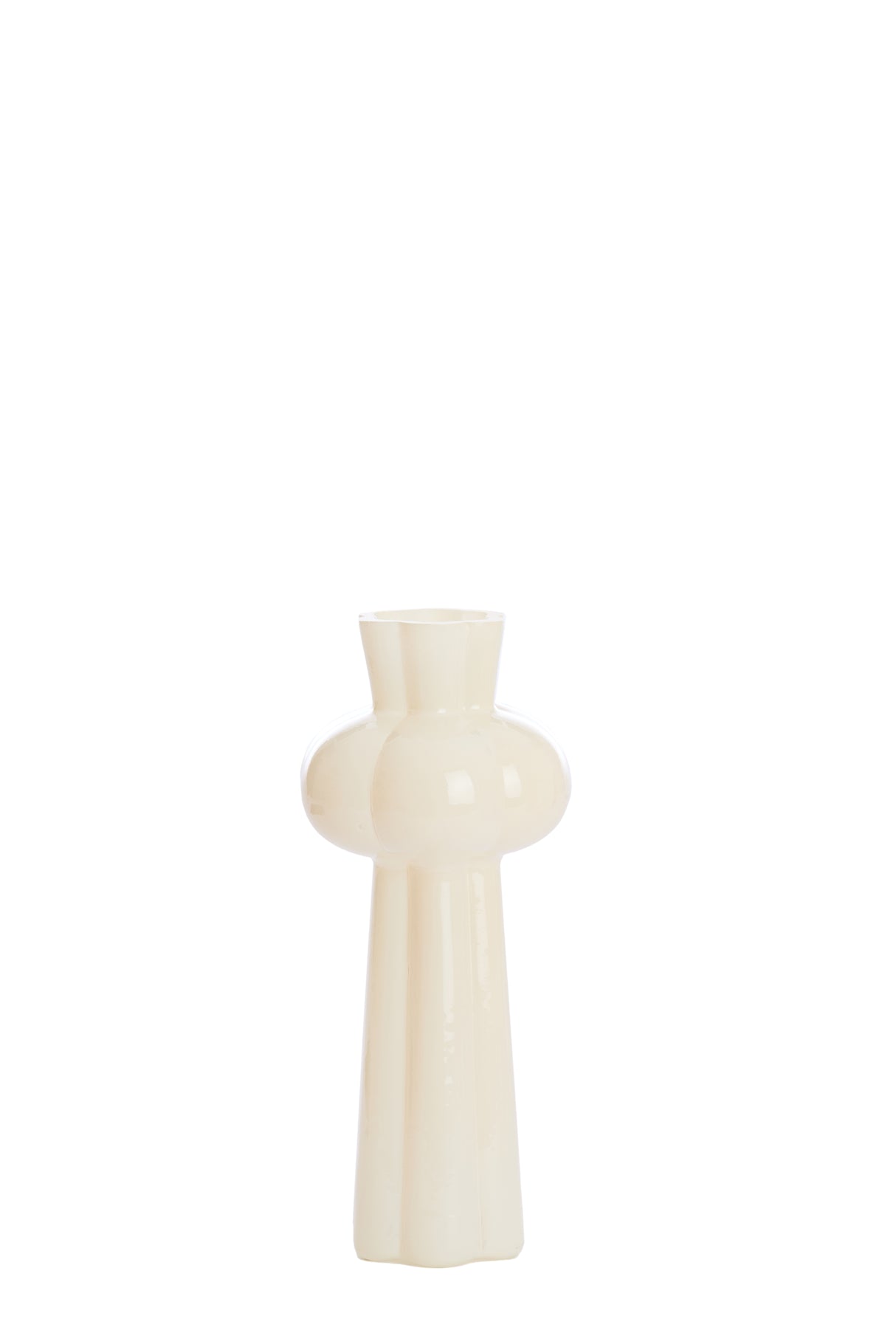 Elegant Cream Glass Vase Ø11x25 cm by Kortesu