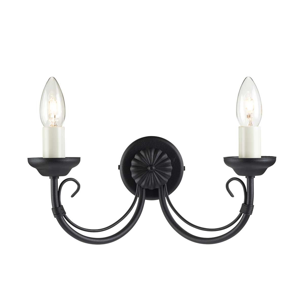 Elegant Black Chartwell Dual Sconce Wall Light