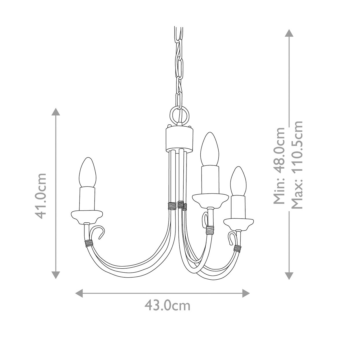 Elegant Chartwell Black Steel 3-Light Chandelier