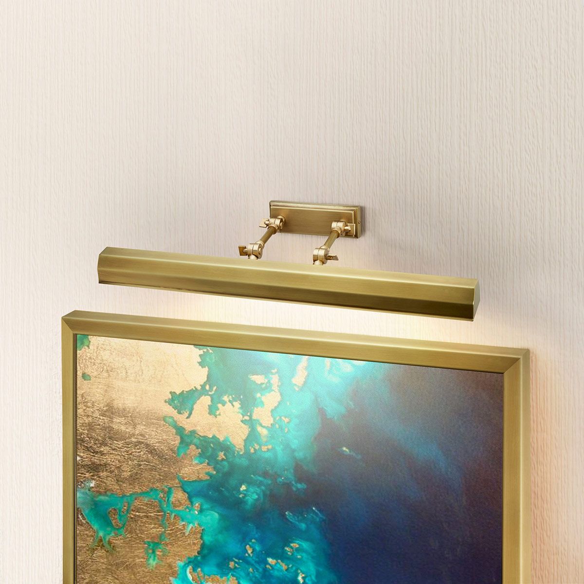 Chawton Large Picture Light: Elegant 4-Light Fixture in Aged Brass, 65cm